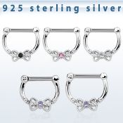 vsepk14 septum clip plata 925 colgante alto barra cierre acero 316l arco zirconia centro al por mayor