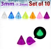 xglcn3 pack 10 conos acrilicos brillan oscuridad 2mm rosca mayorista