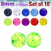 xgtb8 pack 10 bolas acrilicas glitter 8mm rosca mayorista