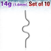 xina14g pack of 10 pcs of 316l steel industrial zig zag barbell