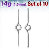 xinb14g pack of 316l steel industrial loop barbell 14g 1 6mm