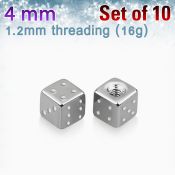 xsdi4s pack 10 dados acero quirurgico brillo espejo 4mm rosca al por mayor