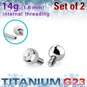 xujb3gi titanium g23 3mm bezel set crystal balls 2pcs