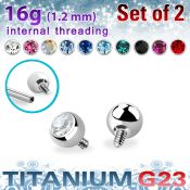 xujb3i titanium g23 ball tops clear crystal bezel set 3mm