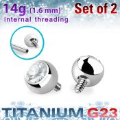 xujb5i titanium g23 ball tops clear crystal bezel set 5mm