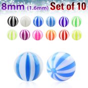 xuvbe8 set 10 bolas acrilico uv pelota playa 8mm rosca mayorista