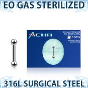 zbbeb25 eo gas sterilized 316l steel eyebrow helix barbell