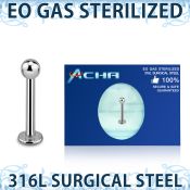 zlbb3g eo gas sterilized 316l steel labret 3mm ball