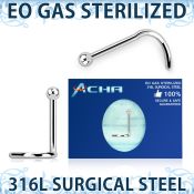 znsb sterilized 316l steel nose screw 20g 2mm ball top