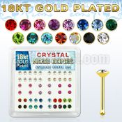 18b19xm box of gold silver nose bones w 2 5mm crystals in colors