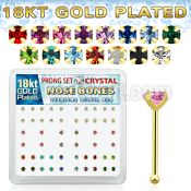 18bp14xm box of gold silver nose bones w 2mm prong set crystals