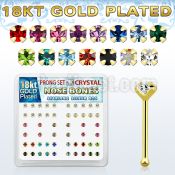 18bp19xm box of gold silver nose bones w prong set cz in colors