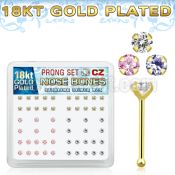 18bz25xm box of gold silver nose bones with 2 5mm prong set cz