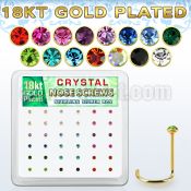 18nwbxm box w gold plated silver nose screw w 1.5mm mix crystals