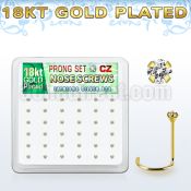18nwzbc box 36 gold plated silver nose screw w 1.5mm clear cz