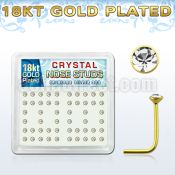 18s14xc silver nose studs w 18k gold plating 2mm crystal tops