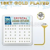 18s19xc box of gold silver nose studs w 2 5mm clear crystal tops