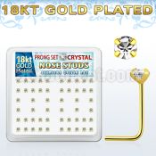 18sp19xc gold silver nose studs w 2 5mm clear prong set crystals
