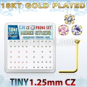 18sz12xm box of gold silver nose studs with 1 25mm prong set cz