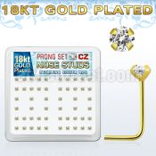 18sz25xc box of gold silver nose studs w 2 5mm clear prong set cz