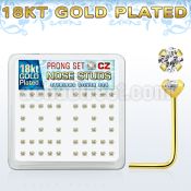 18sz2xc silver nose stud w 18k gold plating 2mm clear czs 