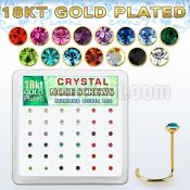 18w14xm box 36 gold plated silver nose screws w 2mm mix crystals