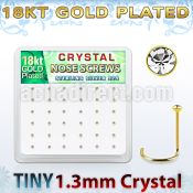 18w6xc box gold plated silver nose screws 1.25mm clear crystals