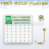 18wp14xc box gold plated silver nose screws w set 2mm crystals