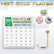 18wz2xm box 36 gold plated silver nose screws w set 2mm mix czs