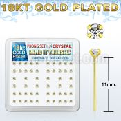 18yp14xc gold plated silver bend it nose stud w 2mm crystal tops