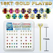18yp19xm gold silver bend it nose studs w prong crystal in colors