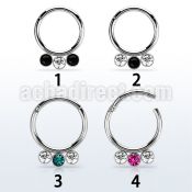 316l steel hinged segment ring 16g w alternating crystals