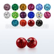 3mm multi crystal ball w resin cover & 18g  threading