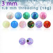 3mm synthetic opal ball w 18g 1mm threading