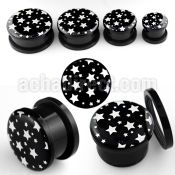 afpmm acrylic screwfit plug with white stars on black logo