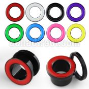 aftp black acrylic screwfit flesh tunnel with colored rim