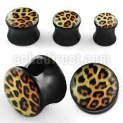 apgrr acrylic double flared plug with leopard fur logo