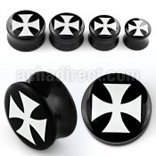 apgtt acrylic double flared plug with white iron cross logo