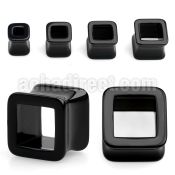 apsq black acrylic square double flare flesh tunnel