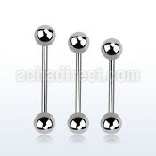 bb20 6mm to 10mm 316l steel barbell with two 3mm balls