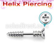 bber49 316l steel helix barbell 14g w cross screw top tip