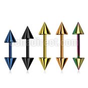 bbert59 anodized 316 steel helix barbell with two 5mm cones