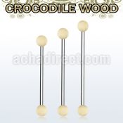 bbincr5 organic industrial barbell w 5mm crocodile wood balls