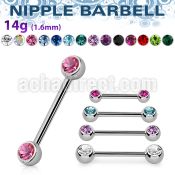 bbnp2c 316l steel nipple barbell with a 5mm jewel ball