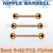 bbttb4 rose gold steel nipple barbell w 2 4mm balls
