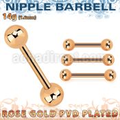bbttb5 rose gold steel nipple barbell w 2 5mm balls