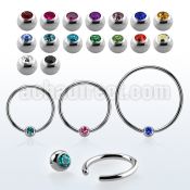 bcec5l xxl steel ball closure ring, 14g w 5mm jewel ball