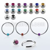 bcec5sl xxl steel ball closure ring, 16g w 5mm jewel ball