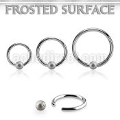 bcr16f4 steel ball closure ring, 16g w 4mm frosted ball