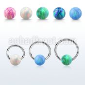 bcr20o6 316l steel ball closure ring 20g 3mm synthetic opal ball